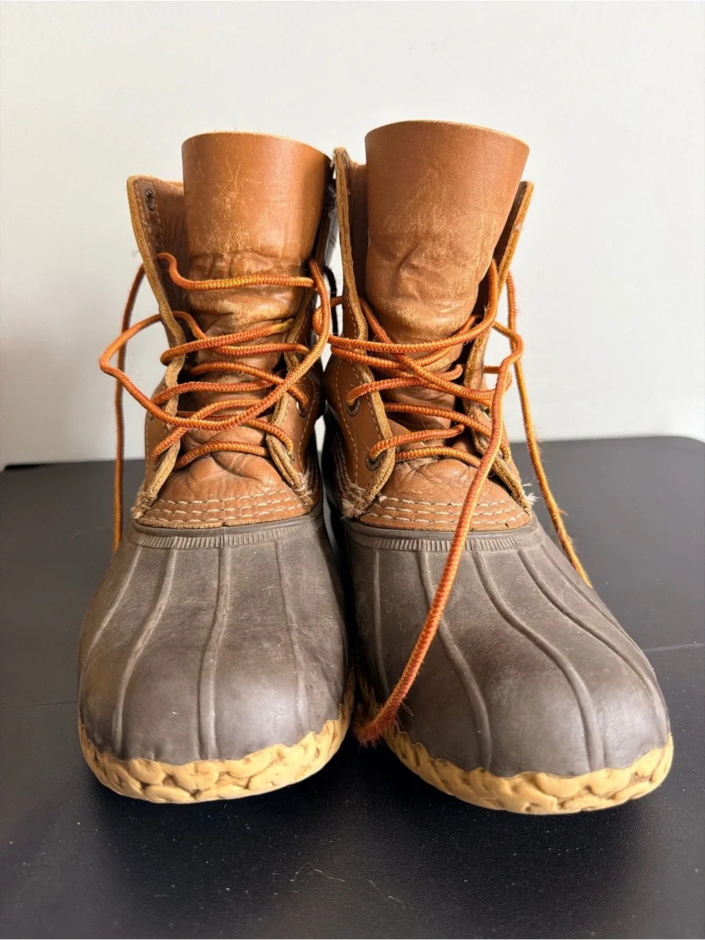 Brown Leather & Rubber Lace-Up womens Duck Boots